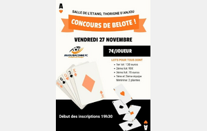 Concours de Belote le vendredi 27 novembre