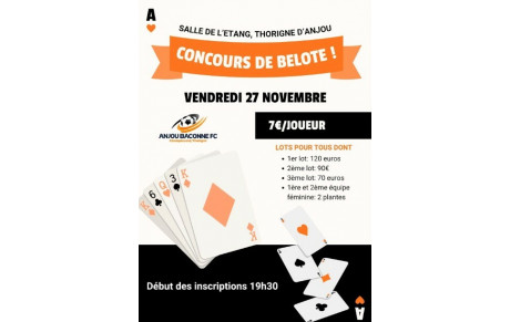 Concours de Belote le vendredi 27 novembre
